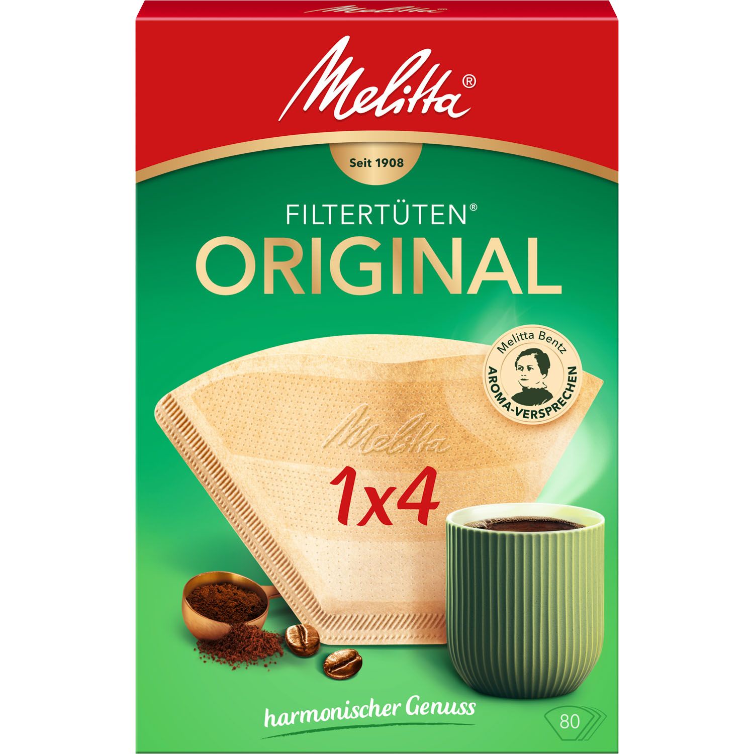 Produktbild von Melitta® Original, 1x4®, 80 St. Filtertüten® - 1