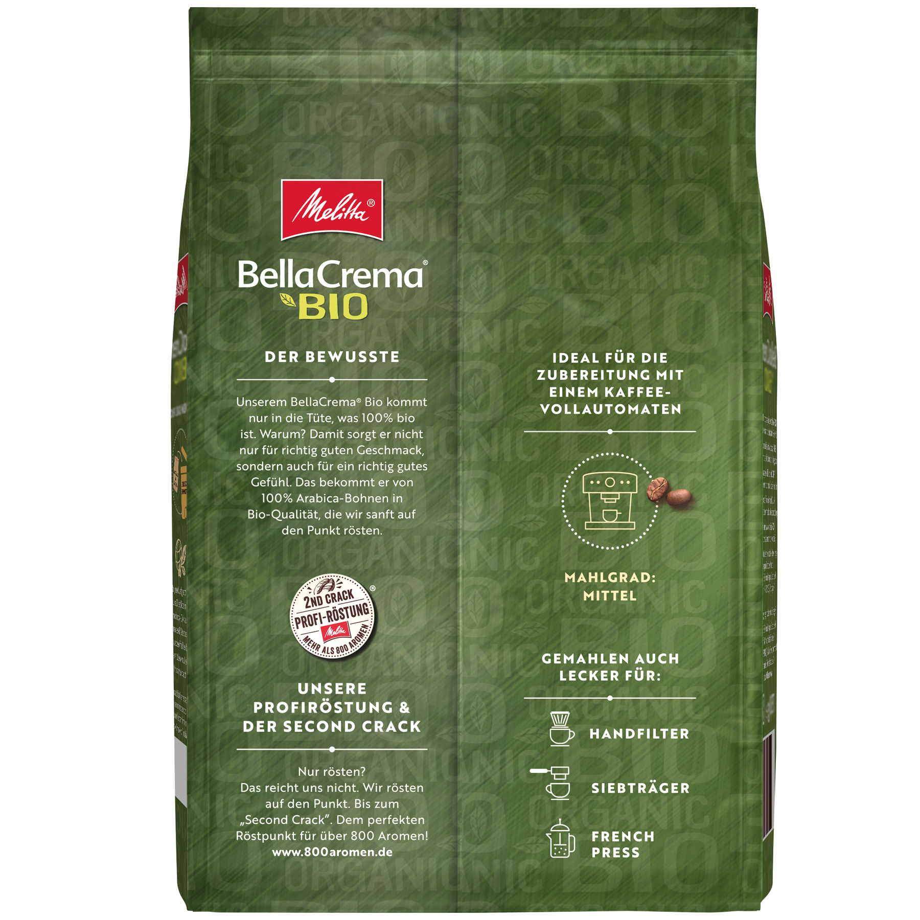 Produktbild von Melitta® BellaCrema® Bio Kaffeebohnen 750g - 1