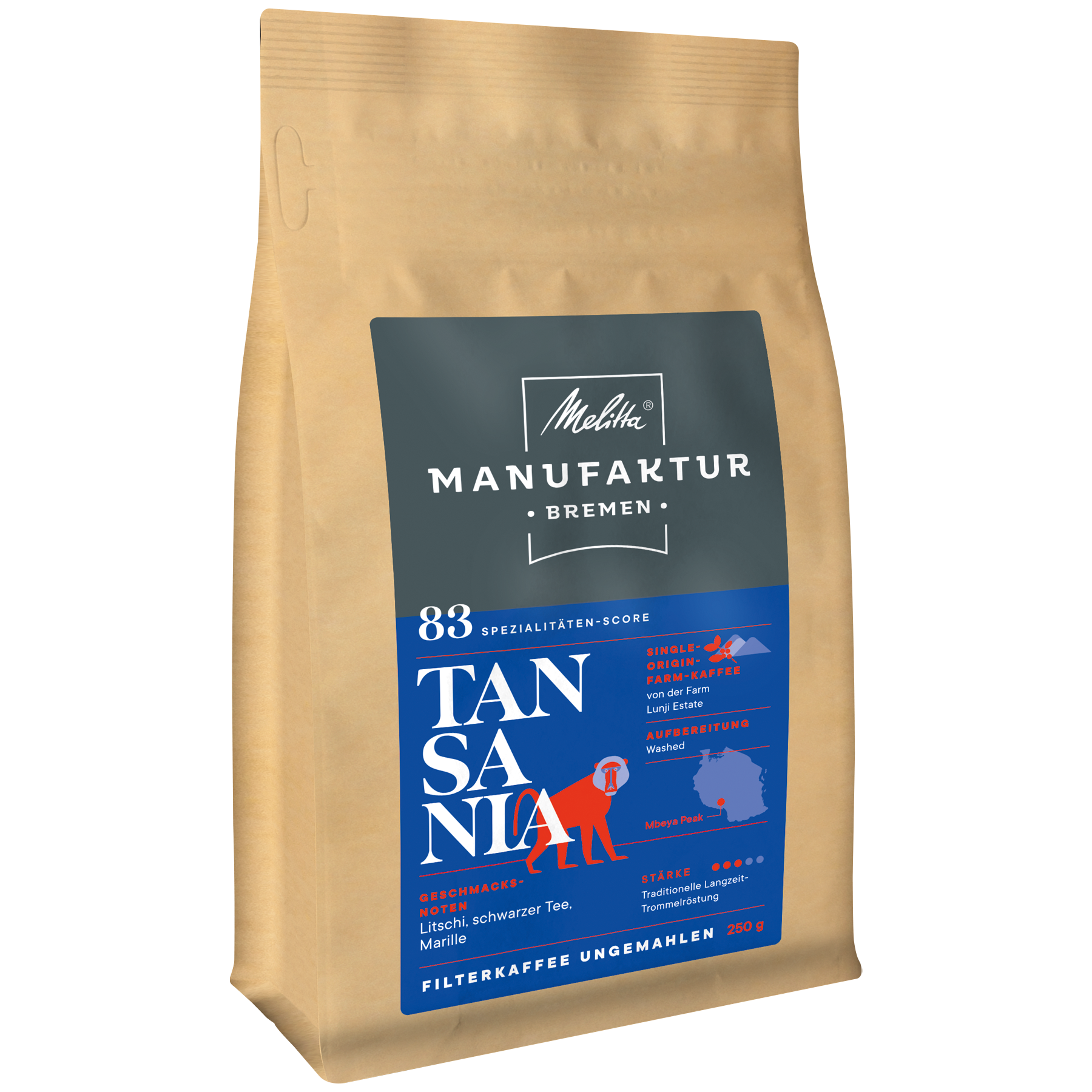 Produktbild von Melitta® Manufaktur-Kaffee Tansania Kaffeebohnen 250g - 1