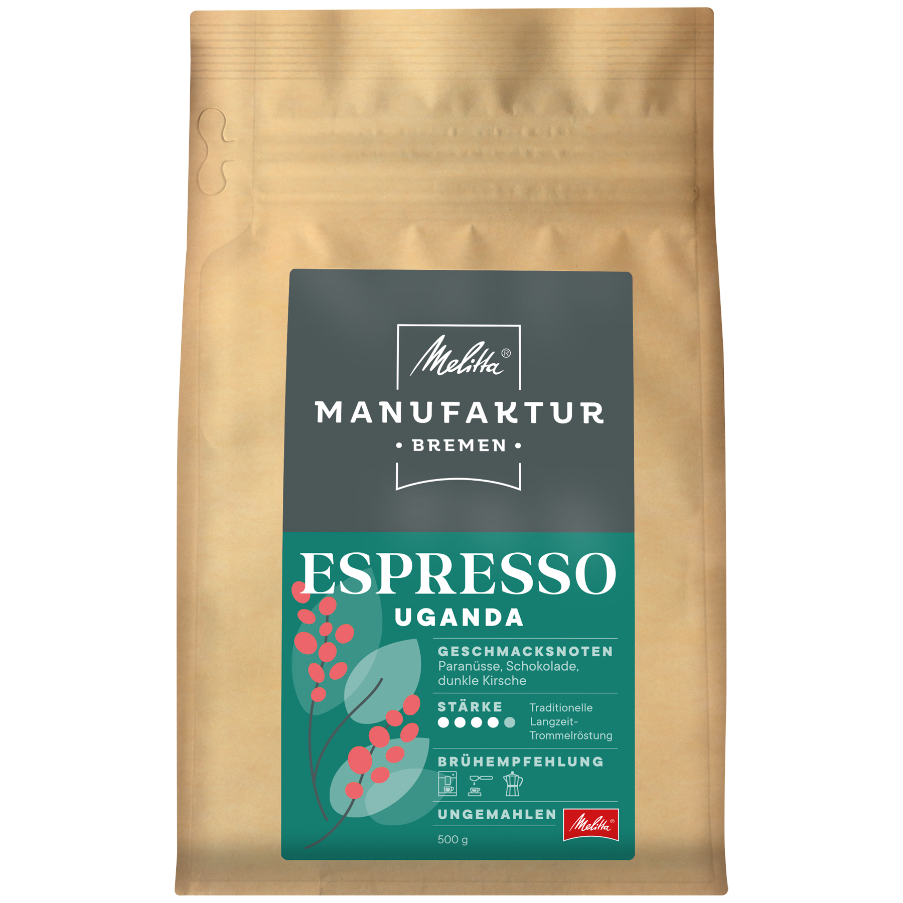 Produktbild von Melitta® Manufaktur-Kaffee Espresso Uganda Kaffeebohnen 500g,  - 1