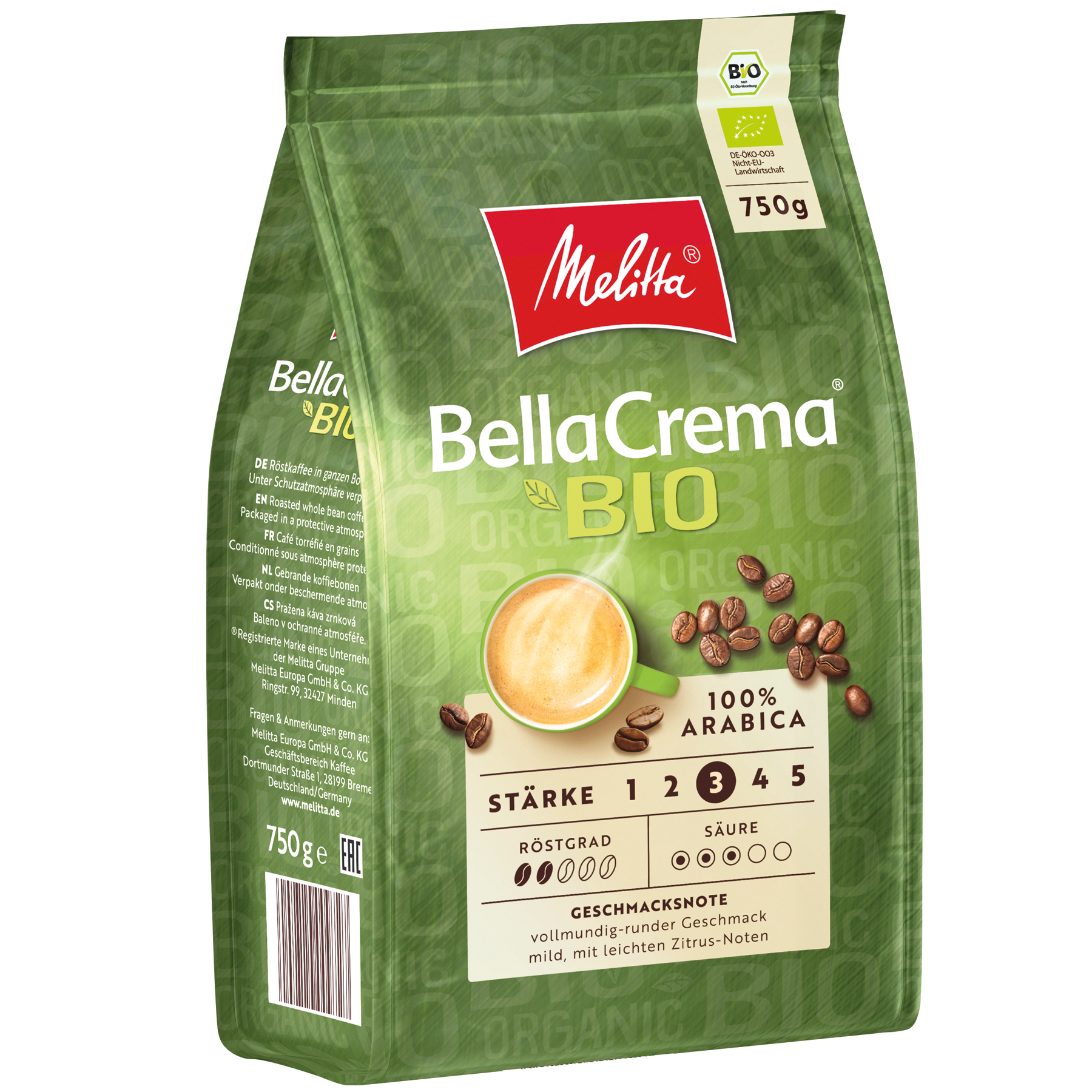 Produktbild von Melitta® BellaCrema® Bio Kaffeebohnen 750g - 3