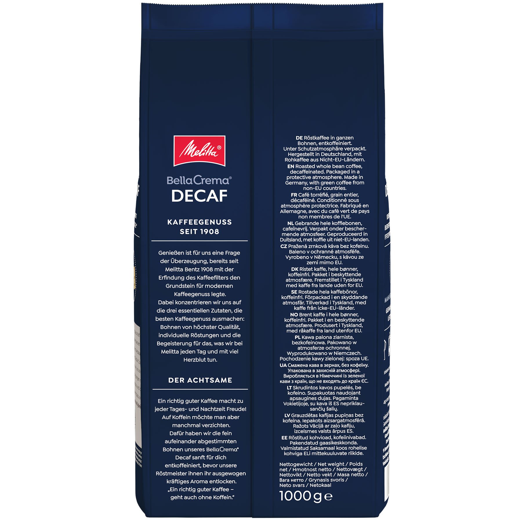 Produktbild von Melitta® BellaCrema® Decaf Kaffeebohnen 1000g - 2