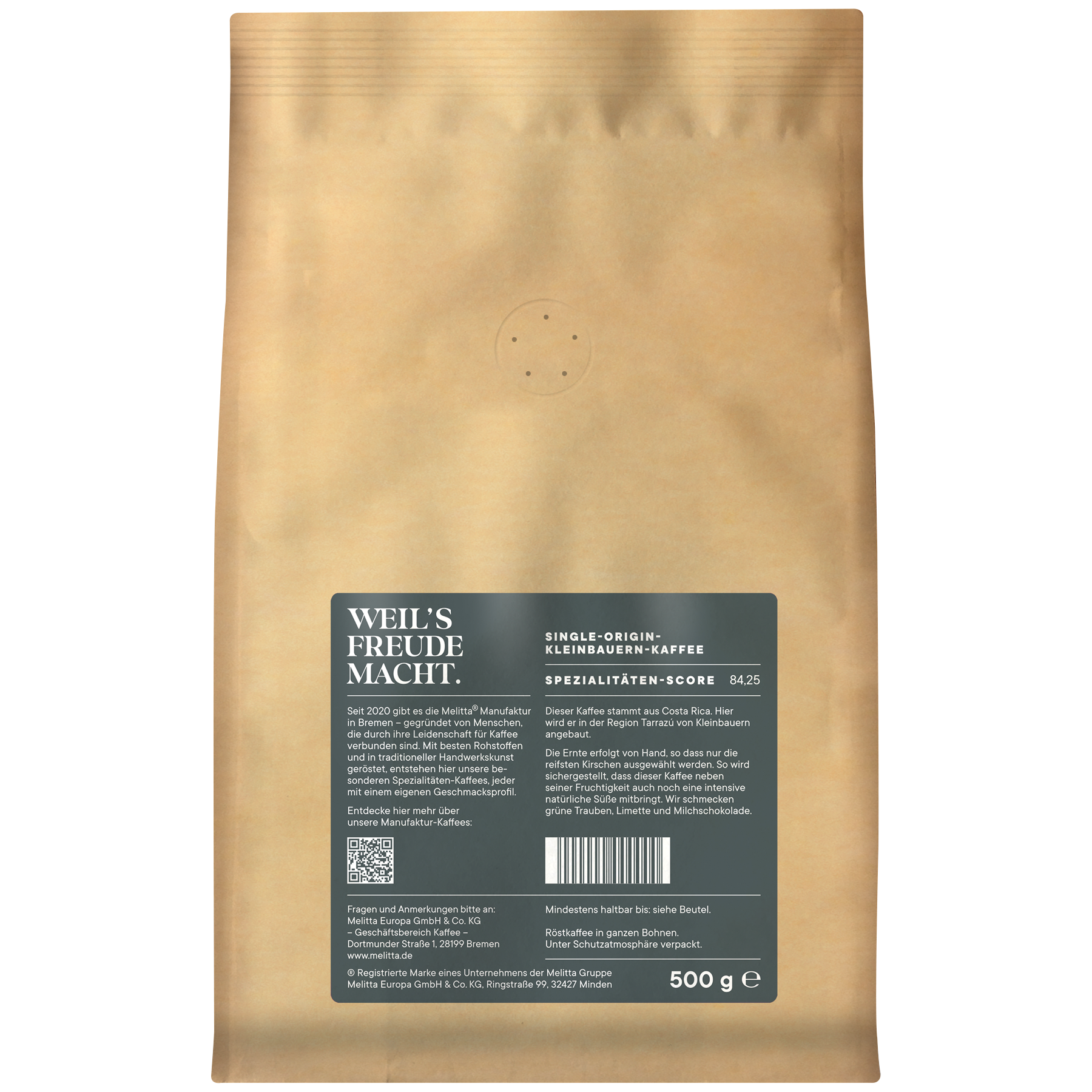 Produktbild von Melitta® Manufaktur-Kaffee Caffè Crema Costa Rica Kaffeebohnen 500g,  - 1