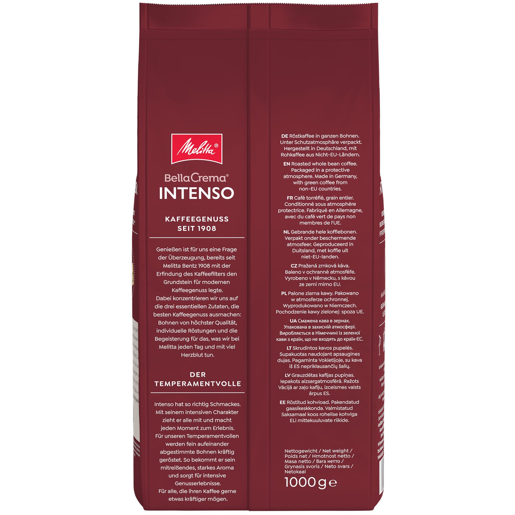 Produktbild von Melitta® BellaCrema® Intenso Kaffeebohnen 1000g - 4