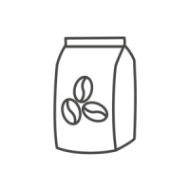 Kaffeebohnen Icon in Schwarz-weiß als Symbolbild