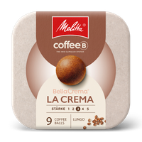 Verpackung von Melitta® coffeB Kapseln der Sorte BellaCrema LaCrema, Stärke 3 von 5, 9 Stück