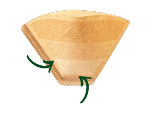 Photo of one of our coffee filters that shows that its shape and structure allow for optimal insertion into each holder.