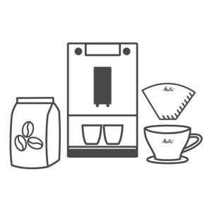 Icon Melitta espresso machine, coffee and filter attachment and filter paper
