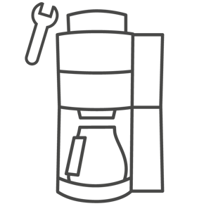 Icon Filterkaffeemaschine mit Schraubenschlüssel, Gerät wird repariert