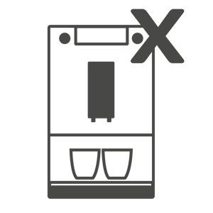 Icon Kaffeevollautomat mit einem X Kennzeichen als defekt