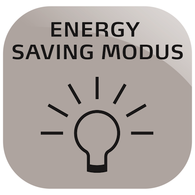 Energy saving mode logo with a glowing light bulb