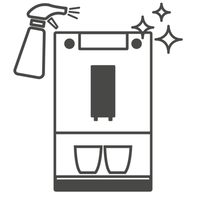 pictogram of a Melitta espresso machine relating to Service for maintenance and care