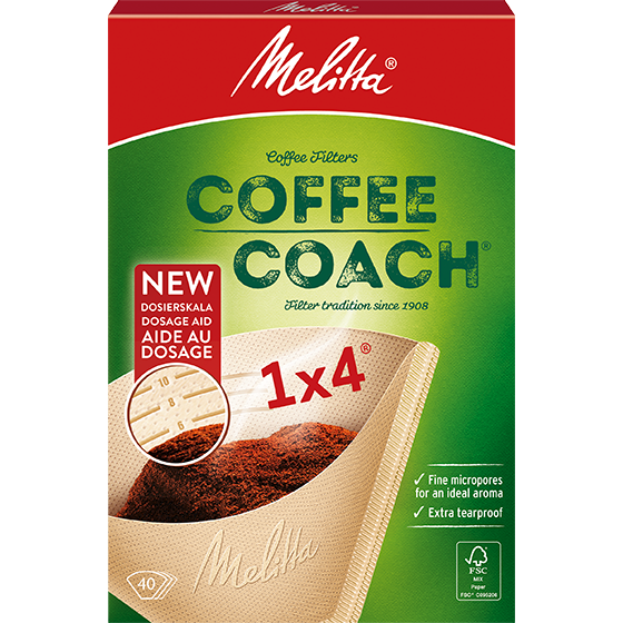 Produktbild von Melitta® Coffee Coach®, 1x4®, braun, 40 St. Filtertüten® - 1