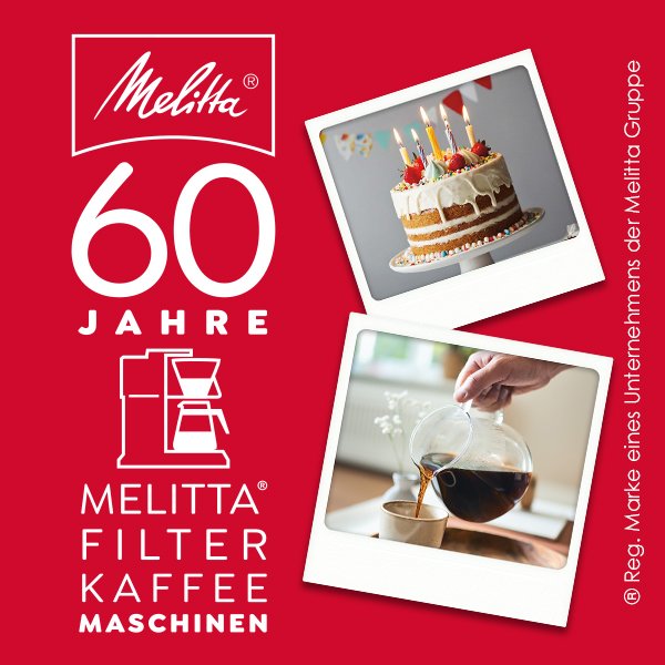 60 Jahre Filterkaffeemaschinen Herzluftballons, drei Polaroids Torte, Kaffeekanne